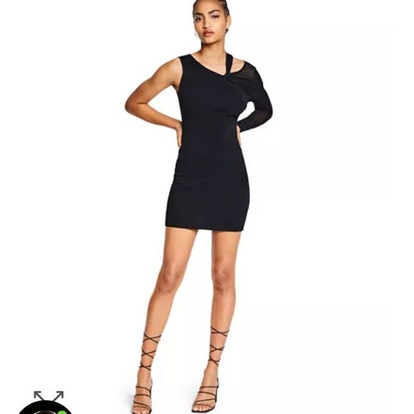 Helmut Lang Black Off Shoulder Twist Dress Size XS